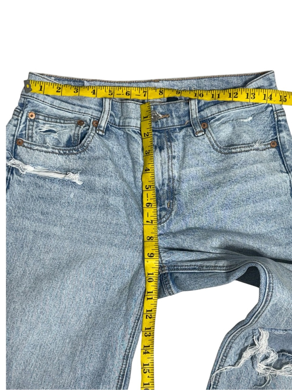 American Eagle Strigid Stovepipe Jeans Size 6 Short Distressed 90s Y2K Skater - Picture 3 of 7